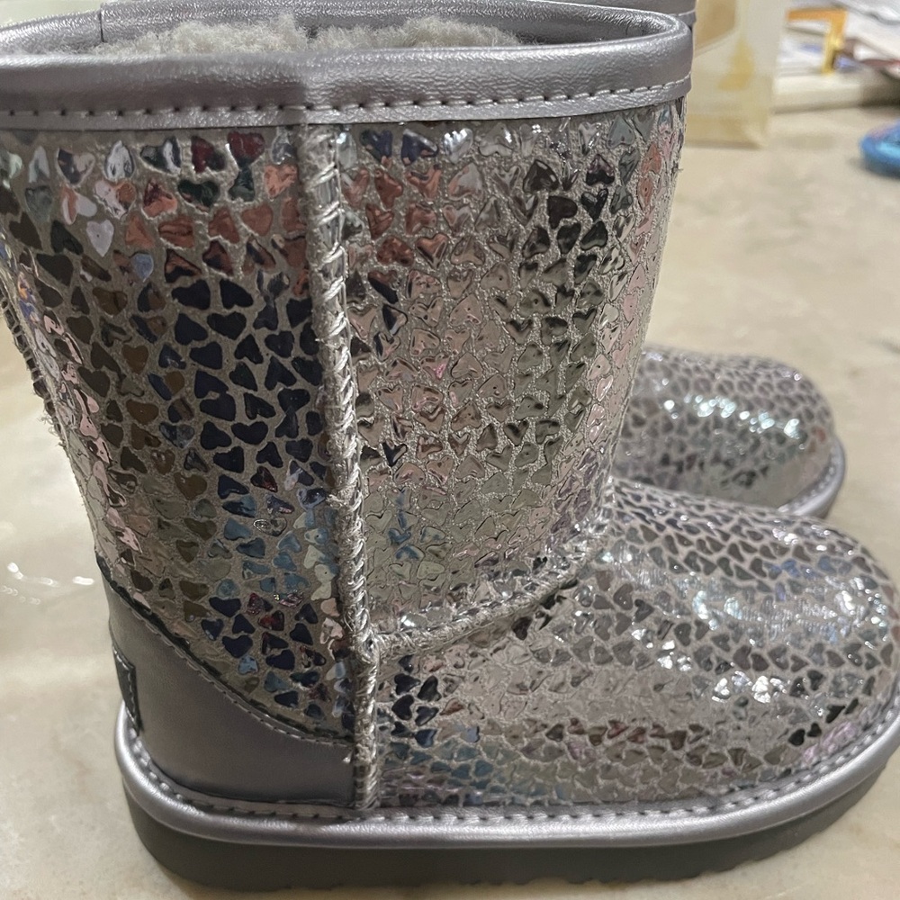 UGG Kids Silver Glitter Boots